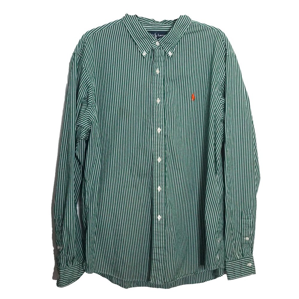 Ralph Lauren Green Striped Dress Shirt